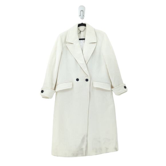 All Saints Women Mabel Coat White Double Breasted Oversized